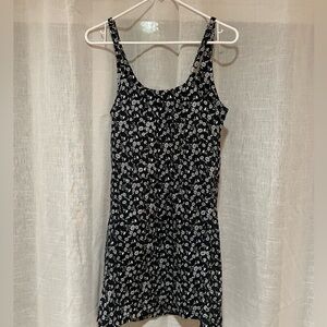 Floral Denim Black Dress